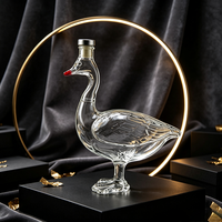 Carafe en verre borosilicate soufflé à la main en forme de canard, vide, pour spiritueux et vin, décoration de table de bar à domicile