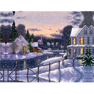 Toile murale à led art mural de noël imprime paysage <span class=keywords><strong>d</strong></span>'<span class=keywords><strong>hiver</strong></span> photos illuminées cadre pour <span class=keywords><strong>d</strong></span>écoration murale peinture de chambre - Product Image 2