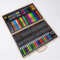 Kit de cire pour enfant, 180 pièces, Crayon de couleur, aquarelle, boîte en bois, papeterie, ensemble artistique pour enfants, directement d'usine