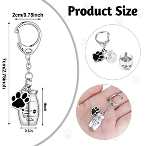 Urne pour animaux de compagnie en acier inoxydable porte-clés étanche patte de chien urne pendentif cendres souvenir pour les funérailles - Product Image 3
