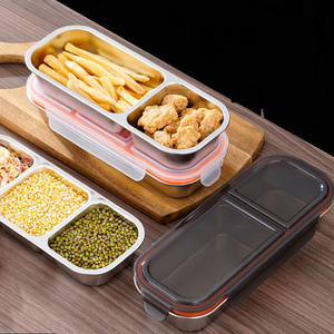 Kotak Makan Siang Bento dengan Tutup Wadah Makanan Ringan Terbagi Baja Tahan Karat Kotak Makan Siang Portabel Anti Bocor Wadah Makanan Kantor yang Dapat Digunakan Kembali - Product Image 4