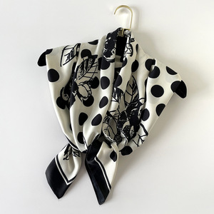 Twill <b>Silk</b> Feeling Satin <b>Scarf</b> 90x90cm Polka Dot Pattern <b>Square</b> Custom Printed Design <b>Scarf</b> Factory Direct - Product Image 3