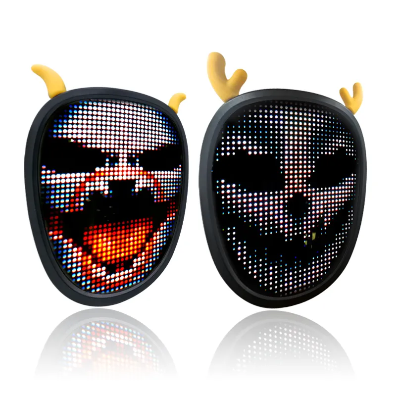 Linli Horloge Gecontroleerde Kinderen Gezicht Veranderende Masker, Mini Led Light Up Gezichtsmasker Voor Festival Cosplay