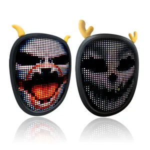 Маска для смены лица с контролируемыми часами LINLI, миниатюрная светодиодная маска для лица для фестиваля, Косплея