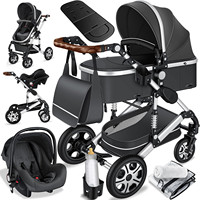 2025 Poussette Bébé Tendance Pliable Meilleure Vente 3 en 1, Poussette de Luxe pour Nouveau-Né avec Siège Auto