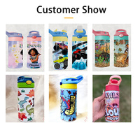 Gobelets de Sublimation pour enfants, entrepôt américain, couleur UV changement de couleur, bouteille d'eau pour enfants 12oz UV lueur dans l'obscurité, gobelet de Sublimation pour enfants