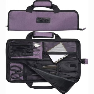Échantillon gratuit : Sac de rangement pour couteaux de chef, 20 poches au total, sac de rangement pour outils de cuisine, sac à roulettes en toile pour couteaux de chef - Product Image 1