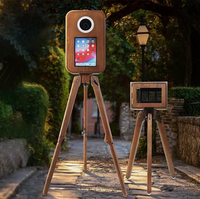Kiosque photo instantané d'extérieur à écran tactile, stand de mariage rétro portable, photomaton vintage en bois pour appareil photo reflex numérique