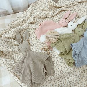 Doudou en tricot de coton pour nouveau-né, motif ours ou lapin, couverture de sécurité pour bébé - Product Image 4