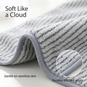 Ensemble de serviettes de bain en fibre de charbon de <span class=keywords><strong>bambou</strong></span> antimicrobien, tissées, trois pièces, rayées, épaisses et absorbantes pour usage domestique - Product Image 3