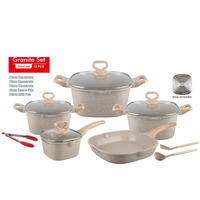 Ensemble de casseroles et poêles antiadhésives de haute qualité en granit, avec couvercles en verre, en aluminium moulé sous pression