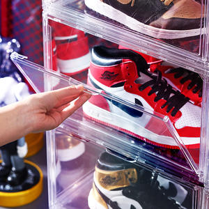 Boîte à chaussures en acrylique transparente avec couvercle, grande capacité, anti-poussière, porte latérale magnétique, capacité de 10 kg - Product Image 2