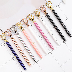 Bolígrafo Promocional Creativo con Diseño de Trébol de Cuatro Hojas, Metal, Cristal, Bola Giratoria y Logotipo Personalizado - Product Image 2