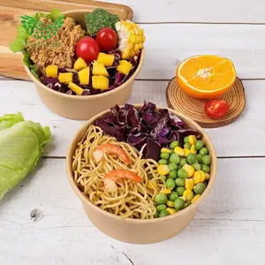 Benutzer definierte Take Away Nudel behälter Lebensmittel verpackung Eis Einweg Doppel wand Kaffeetassen Salat Lebensmittel Papier Schüssel mit Deckel
