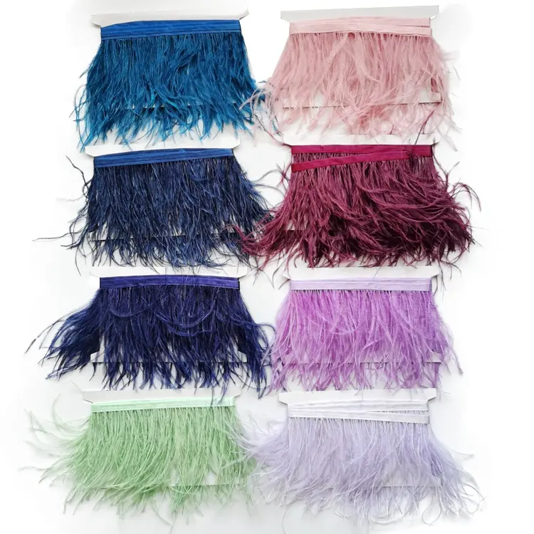 Cheap Sale 1Layer Fluffy Ostrich Feather Lace Trims Wholesale Ostrich Feather Fringes For Sewing Crafts Clothing Accessories