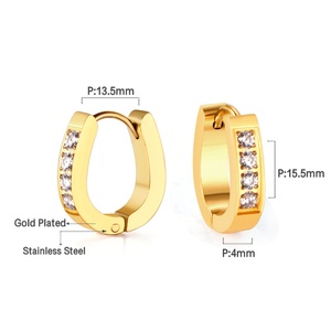 Pendientes de Aro de Acero Inoxidable con Baño de Oro de 18k, Resistentes al Agua y Antialérgicos, Ideales para Fiestas - Product Image 2