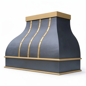 Luxuriöse Maßgefertigte Messing-Dunstabzugshaube mit Kurvenform, Dunkler Bronze-Patina und Gebürsteten Messingriemen - Product Image 4