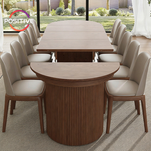 Mesa de Comedor de Madera Maciza, Diseño Extensible de Forma Redonda a Ovalada para Apartamentos Pequeños, Sala de Estar, Uso Doméstico - Product Image 2