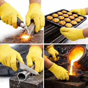 Smooth Uncoated Kevlar Heat Flame Resistant Gloves Elastic Flared Wrist Cut Resistant Welding Foundry PPE Safety Work Gloves - Product Image 6