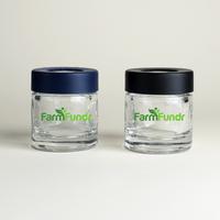 Conteneur de stockage en verre personnalisé pour fleurs, hermétique, avec couvercle à vis CR et loupe intégrée, 2oz 3oz 4oz