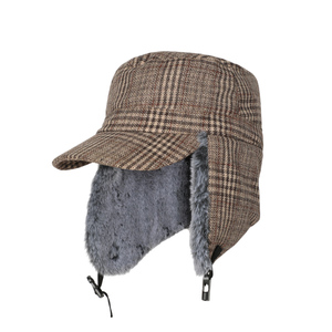 Dairui ấm kẻ sọc <span class=keywords><strong>Trapper</strong></span> <span class=keywords><strong>hat</strong></span> cho nam giới phụ nữ, dày bông thỏ lông lót earflap cap, ngoài trời thời tiết lạnh phi công <span class=keywords><strong>Hat</strong></span> Unisex - Product Image 1