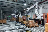 Système de palettisation robotisé à succès, palettiseur robotisé automatique pour sacs de 25 kg, palettiseur robotisé ABB KUKA pour sacs