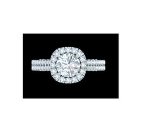 Bague en argent sterling 925 coupe classique diamants de laboratoire cultivés Double rangée réglage de lunette fiançailles fête cadeau ensemble plaqué or à la mode - Product Image 1