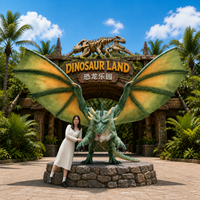 Modèle de dragon animatronique personnalisé en silicone grandeur nature, envergure de 5 m, hauteur de 3 m, dinosaure robotique pour parc d'attractions