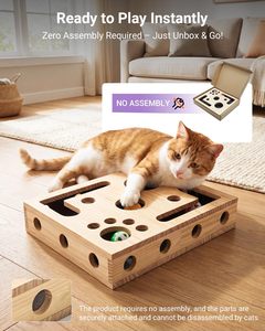 JQ Fun Katzen-Puzzlebox Spielzeug Interaktives Katzenspielzeug Puzzlebox Holz-Leckerli-Labyrinth Kratzspielzeug für Wohnungskatzen - Product Image 3