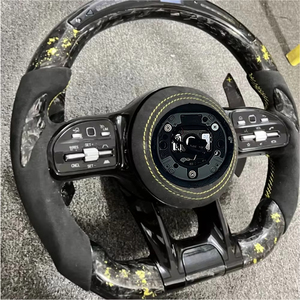 พวงมาลัยรถแข่งหนังสีดำคาร์บอนไฟเบอร์สำหรับรถ <span class=keywords><strong>AMG</strong></span> Mercedes-Benz W211 C-Class W204 W205 GLS S-Class <span class=keywords><strong>W221</strong></span> W222 - Product Image 3
