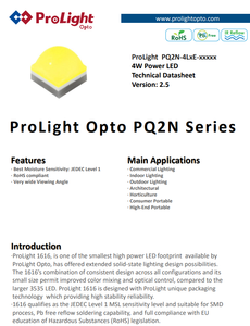 ชิป LED กำลังสูง Taiwan ProLights PQ2N-4LxE-xxxxx 4W 1616 3.2v แสงสีขาวเย็น/สีเหลืองอำพัน สำหรับงานแสงสว่าง - Product Image 2