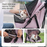 Poussette pour animaux de compagnie en métal de luxe, légère, pour chats et chiens, fabriquée en Chine, à un clic