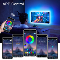 Bande lumineuse LED COB RGB 5V 576LEDs/m, contrôle par application Bluetooth, télécommande 44 touches, alimentation USB, corde flexible, lampe douce colorée, ruban adhésif