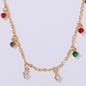 Collana in Acciaio Inossidabile con Ciondolo in Zircone, Placcata Oro, Catena Colorata con Charm, Gioielli Trendy per Donna, Uso Quotidiano - Product Image 5