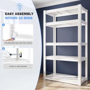 Scaffalatura Metallica Economica Senza Bulloni, Espositore Domestico Certificato CE, Scaffale a 5 Ripiani in Metallo, Scaffalatura in Acciaio per <span class=keywords><strong>Balcone</strong></span> - Product Image 4