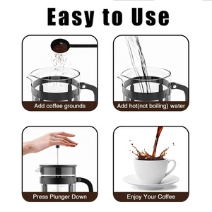 Wholesale Wholesale 34oz Stainless Steel Glass French Press <strong>Coffee</strong> Maker <strong>Coffee</strong> <strong>Plunger</strong> - Product Image 3