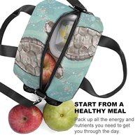 Sac isotherme portable en tissu Oxford imperméable avec fermeture éclair, imprimé par sublimation intégrale motif tortue marine et océan, idéal pour le déjeuner et à porter en bandoulière