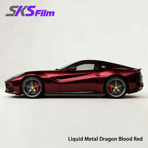 فينيل ملون لتغليف السيارات بالكامل، سمك 7.5 مل، مقاس 1.52*15 متر، مقاوم للاصفرار، فيلم فينيل معدني سائل بلون أحمر دم التنين - Product Image 2