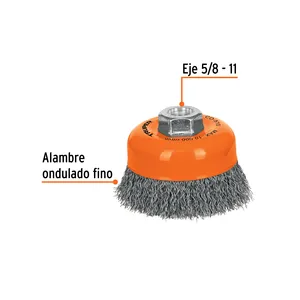 BOX 4 Spazzola per cardatura a 4 denti, filo a crimpatura fine, albero da 5/8'-11, TRUPER - Product Image 2