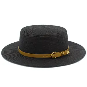 批发便宜的波西米亚沙滩帽，适合女性黑色园艺，带帽檐新草帽，适合女性软盘太阳帽