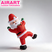 Père Noël Gonflable dans une Pose Dansante, Décoration Commerciale de Noël, Père Noël Géant Gonflable pour Décoration Extérieure des Fêtes