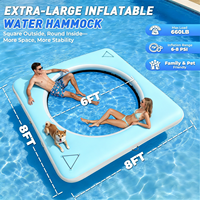 Hamac aquatique gonflable 8 pieds, plateforme flottante pour lac, piscine, rivière, plage, île flottante avec poches de rangement