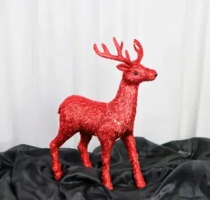 Christmas decorations standing deer red tinsel ornaments eco friendly products party supplies