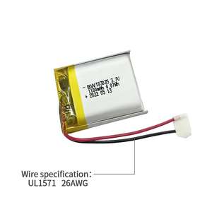 แบตเตอรี่ลิเธียมโพลิเมอร์ BW <span class=keywords><strong>103035</strong></span> Lipo 3.7v 1100mAh แบบชาร์จได้ - Product Image 2
