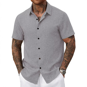 Camisa Casual para Hombre, Estilo Europeo Americano, Verano 2026, Venta al Por Mayor, Personalizable, Estilo Maduro, Color Sólido, Corte Holgado - Product Image 5