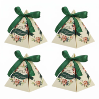 Florale Dreieckige Hochzeits-Geschenkbox Vintage Blumen-Pyramiden-Süßigkeitenbox mit Band Schokoladen-Süßigkeitenbox für Brautparty