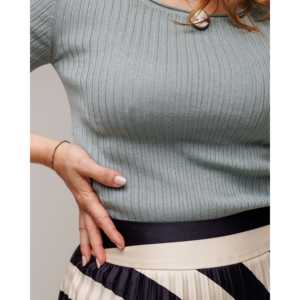 Heyfoo Women's Ribbed Knit <b>Silk</b> and Cotton Celeste Shrug Floral Pattern Winter and Fall Fashionable <b>Cardigan</b> Front Logo - Product Image 4