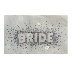 Custom Bling <strong>Bride</strong> or Bridesmaid AB Rhinestones Transfer Hotfix Crystal Motif for <strong>Tshirt</strong> - Product Image 1