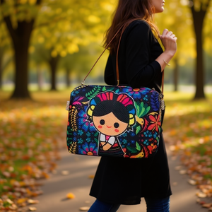 Sac messager Fana pour femme en cuir véritable lavande, style bohème, petit sac bandoulière avec imprimé dessin animé pour usage quotidien, collection automne - Product Image 2