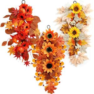 Adornos colgantes de otoño, girasoles artificiales, hojas de arce, guirnaldas para decoración del hogar en Halloween, decoración de jardín y balcón - Product Image 1